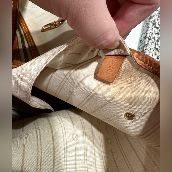 AUTHENTIC LOUIS VUITTON NEVERFULL DAMIER AZURE MM BEIGE INTERIOR - Picture 14 of 14